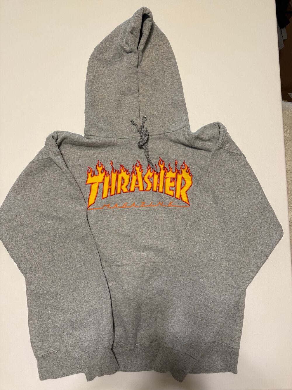 Thrasher Magazine Flame Logo Hoodie Mens Medium Gray Pullover Skate Hoodie